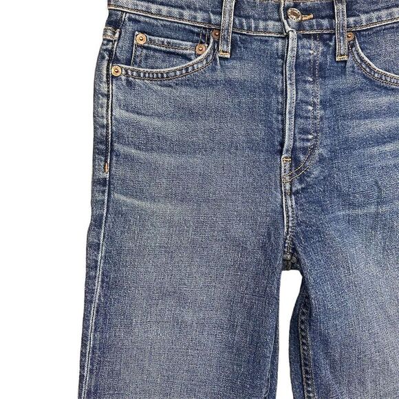 NWT Re/Done Women's High Rise Stovepipe Straight Jeans Size 25 Blue Denim - Picture 2 of 12